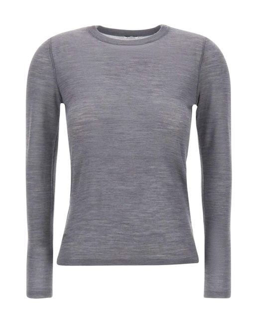 Aspesi Gray Crew-Neck Long-Sleeve Knit Top