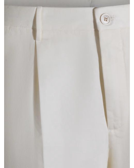 Incotex White Pleated Slim-Fit Pants for men