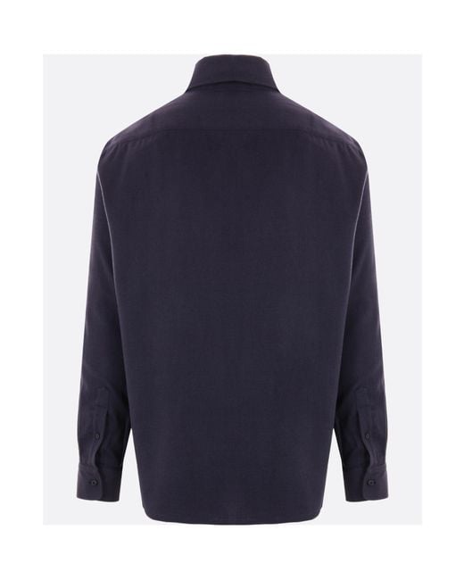 Brunello Cucinelli Blue Long-Sleeved Buttoned Shirt for men