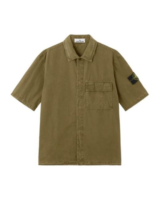 Stone Island Green Short-Sleeve Shirt for men