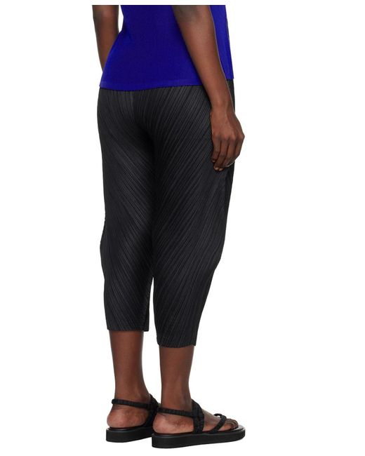 Pleats Please Issey Miyake Blue Plissé Cropped Trousers