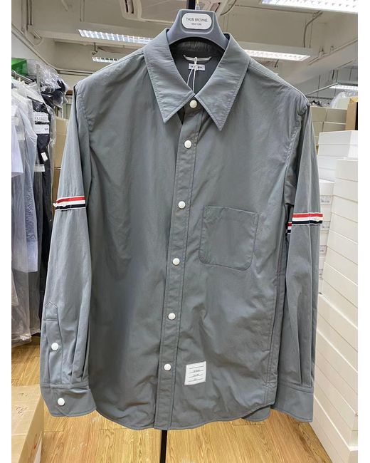 Thom Browne Gray Buttoned Long-Sleeved Shirt for men