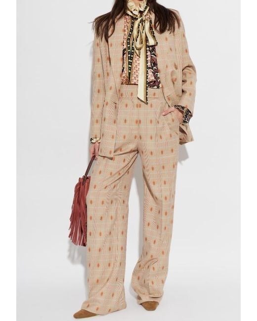 Etro Natural Checked Double-Breasted Blazer