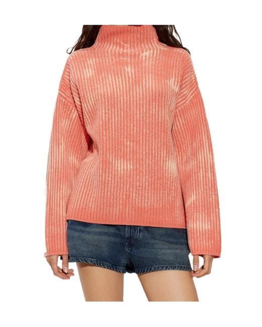 DIESEL Pink Amet Ribbed Turtleneck Knitted Sweater