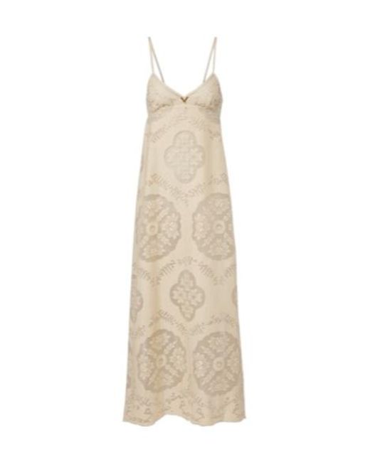 Valentino Natural Vgold Floral Cotton-Blend Maxi Dress