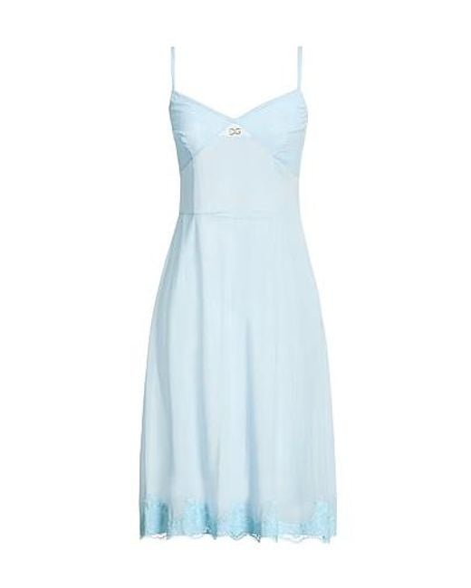 Dolce & Gabbana Blue Sleeveless Deep V Slip Dress