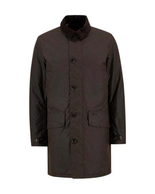 Barbour Black Cotton Buttoned Coat for men