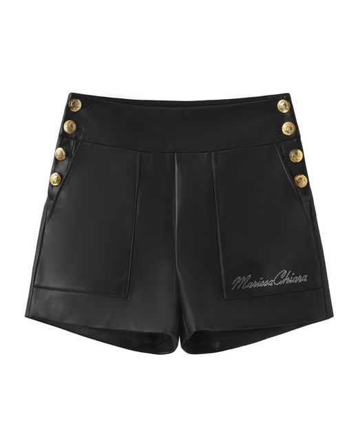 Marissa Chiara Black Button Shorts