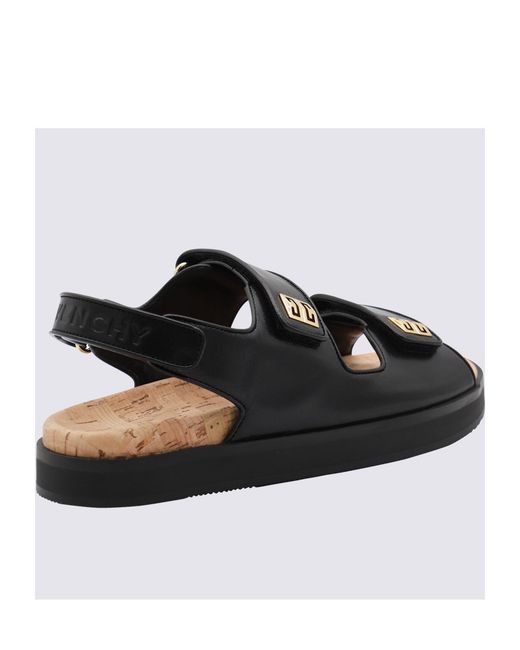 Givenchy Black 4G Plaque Touch Strap Sandals