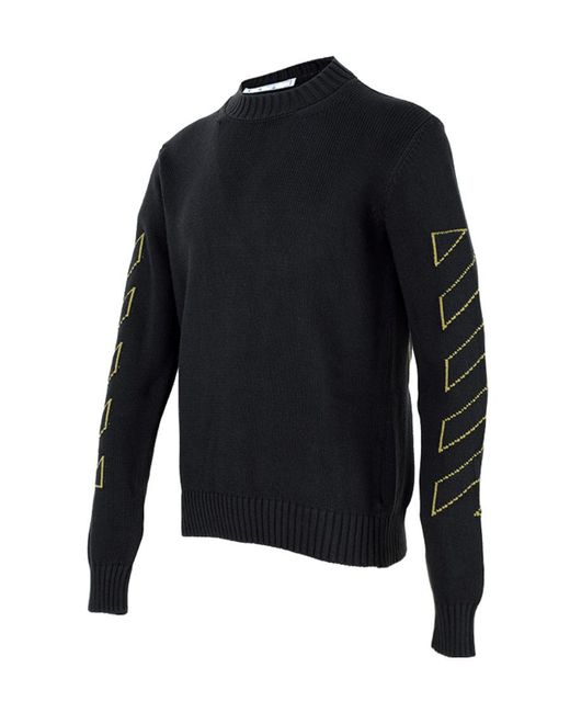 Off-White c/o Virgil Abloh Blue Ribbed-Hem Crewneck Sweater for men