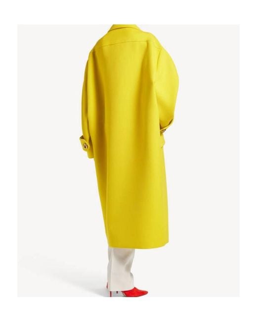 Balenciaga Yellow Double-Breasted Long Coat