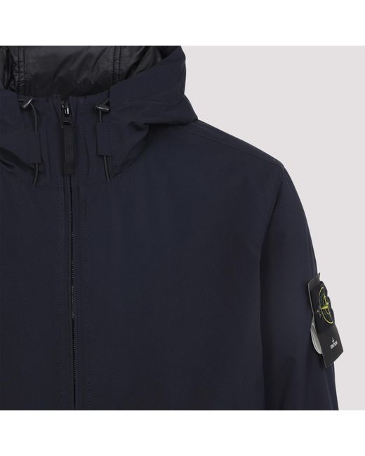 Stone Island Blue Logo Patch Zip-Up Hooded Jacket for men
