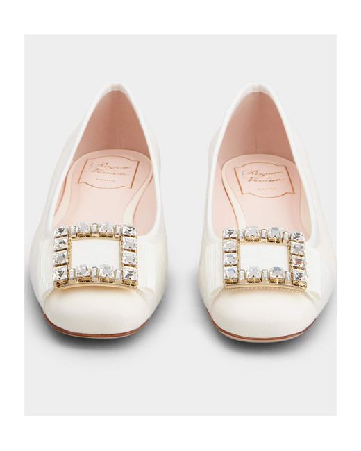 Roger Vivier Natural Embellished Slip-On Ballerinas