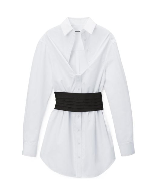 Alexander Wang White Mini Shirt Dress With Elastic Waist