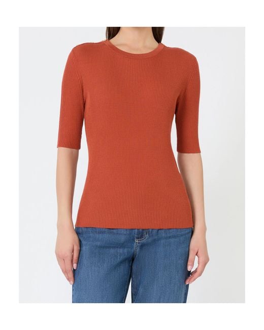 Max Mara Orange Riviera Ribbed Knitted Top