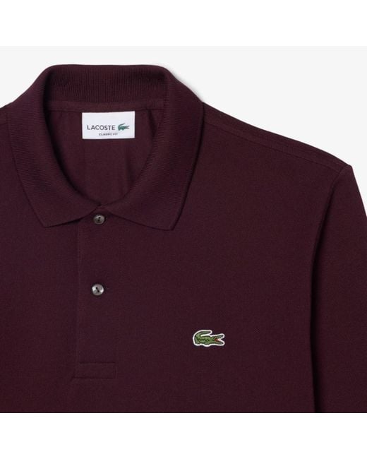 Lacoste Purple Classic Fit Long Sleeved L.12.12 Polo Shirt for men