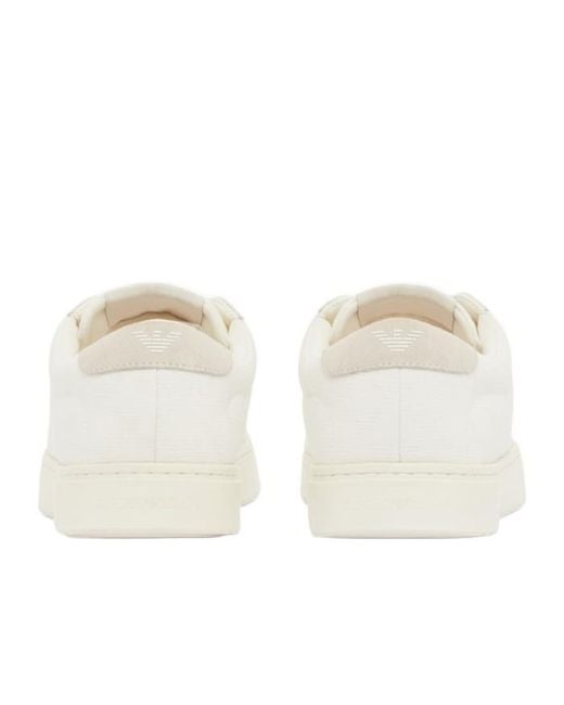 Emporio Armani White Jacquard Sneakers With An All-Over Eagle for men