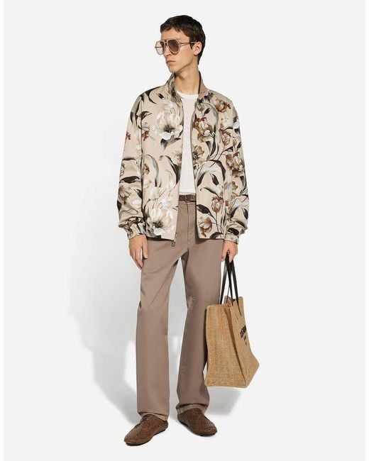 Dolce & Gabbana Natural Floral Printed Reversible High-Neck Jacket for men