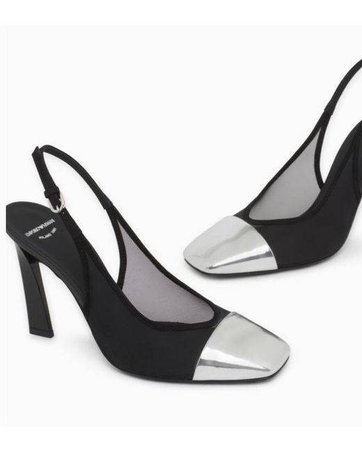 Emporio Armani Metallic Mesh Cap-Toe Heeled Pumps