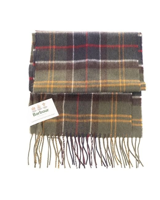 Barbour White Tartan Fringed Scarf for men
