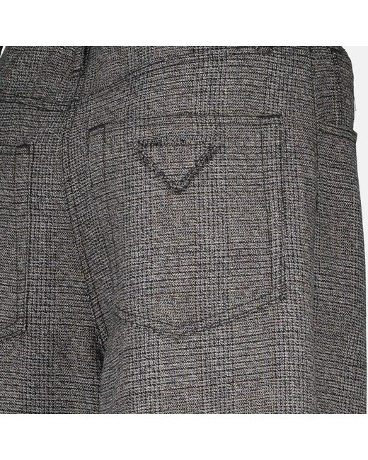 Prada Gray Triangle-Patch Pleat-Detailed Trousers