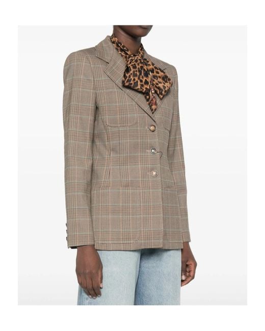 Etro Brown Check-Pattern Blazer