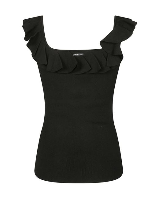 MICHAEL Michael Kors Black Ruffled Stretch Tank Top