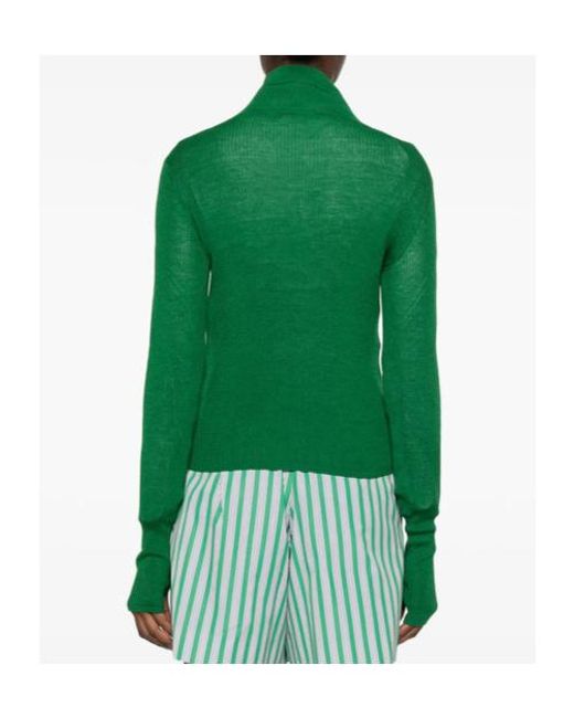 Frankie Shop Green Long-Sleeve Zip-Up Sweater