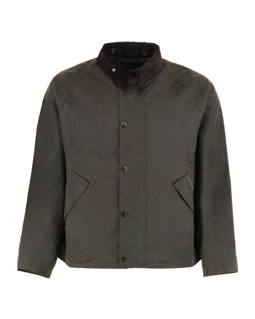 Barbour Green Corduroy Collar Buttoned Jacket for men