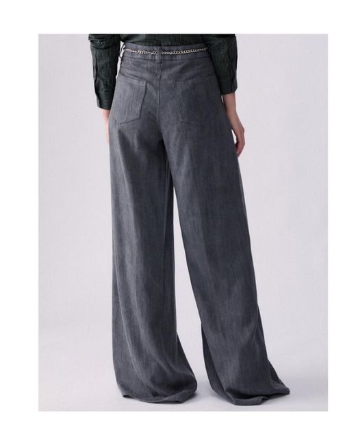 Liu Jo Gray Flare Pants With Belt
