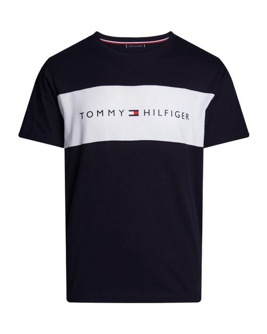 Tommy Hilfiger Blue Cotton Panel T-Shirt for men