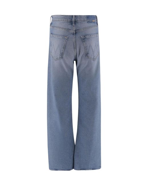 Mother Blue High-Waist Wide-Leg Jeans