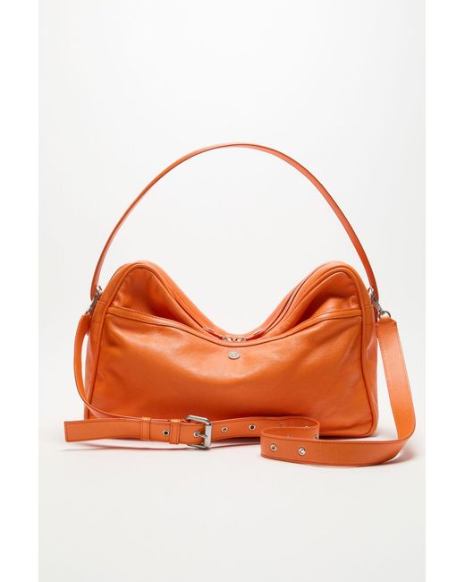 Acne Orange Camero Leather Shoulder Bag