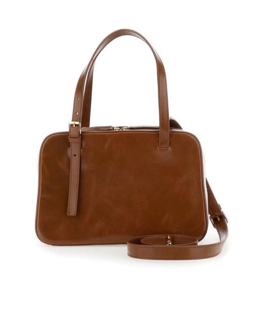 A.P.C. Brown Buckled Top Handle Shoulder Bag