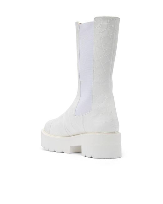 Stuart Weitzman White Chelsea Boots