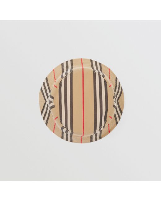 Burberry White Icon Stripe Bucket Hat