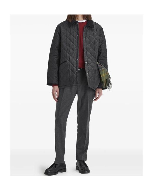 Barbour Blue Corduroycollar Diamondquilted Overshirt Jacket for men