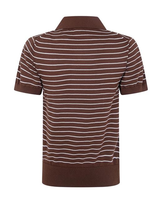 A.P.C. Brown Aline Striped Knit Polo Top