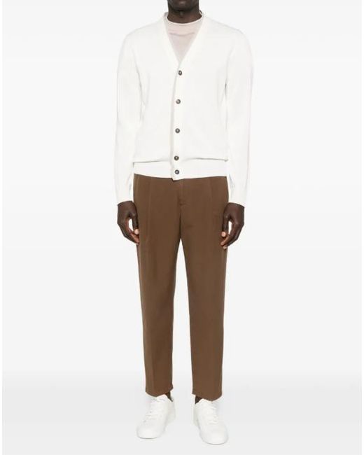 Eleventy White Buttoned V-Neck Cardigan for men