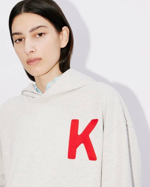 KENZO White Lucky Tiger Genderless Embroidered Oversized Hoodie for men
