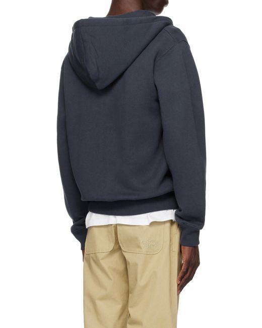 Maison Kitsuné Blue Maison Kitsuné Bold Fox Head Patch Zipped Hoodie for men