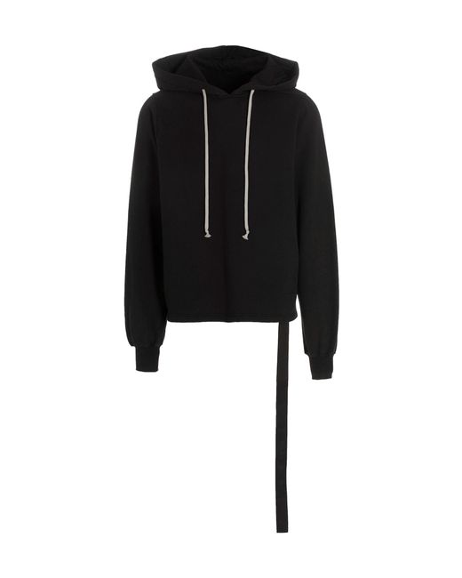 Rick Owens Black Oversized Drawstring Hoodie for men