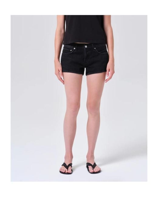 Agolde Black Low Rise Parker Short (Weightless)