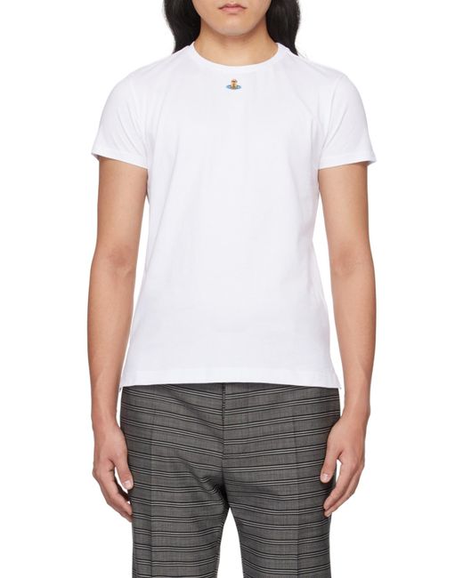Vivienne Westwood White Orb Logo-Embroidered Crewneck T-Shirt for men