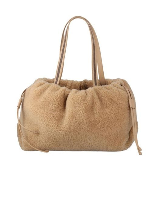 Brunello Cucinelli Natural Drawstring Tote Bag
