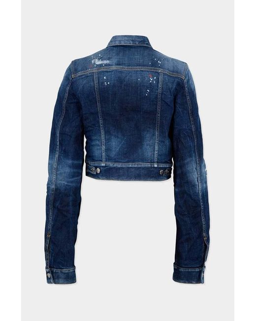DSquared² Blue Medium Spots Wash Dean Distressed Jean Jacket