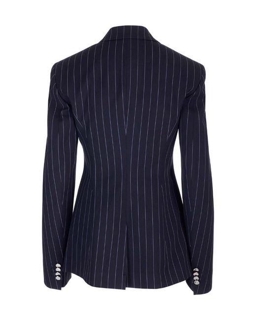 The Attico Blue The Single Breasted Striped Tailored Blazer