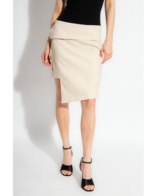 Off-White c/o Virgil Abloh Natural Asymmetric Wool Mini Skirt