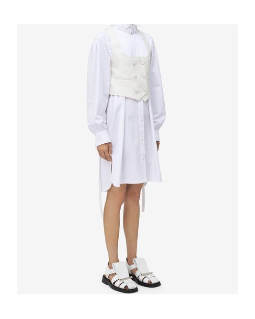 McQueen White T-Bar Cage Sandals