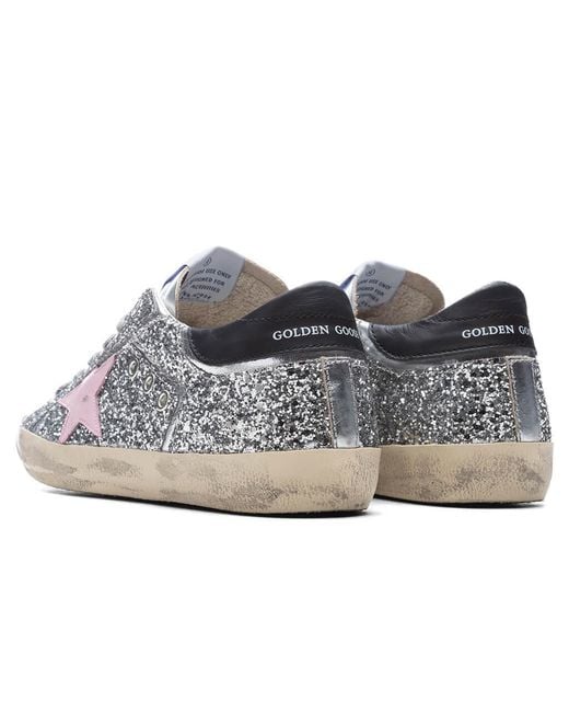 Golden Goose Deluxe Brand Gray Superstar Glitter-Embellished Trainers